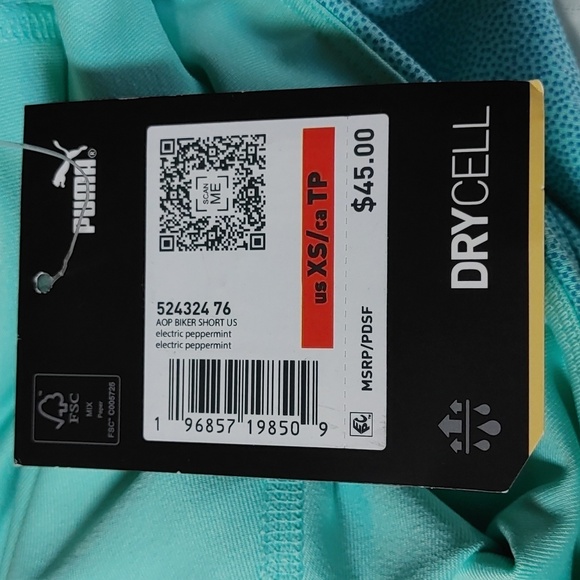 NWT Women's Turquoise Electric Peppermint Biker Shorts XS - Picture 12 of 16